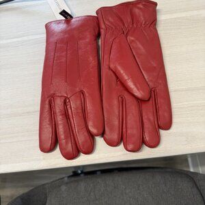 Harssidanzar Red Leather lined Ladies Gloves size xl New